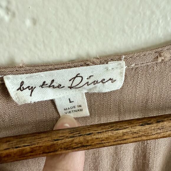 Anthropologie By the River Size Large Dress - Tan Brown Tiered Eyelet Buttoned - Picture 6 of 10